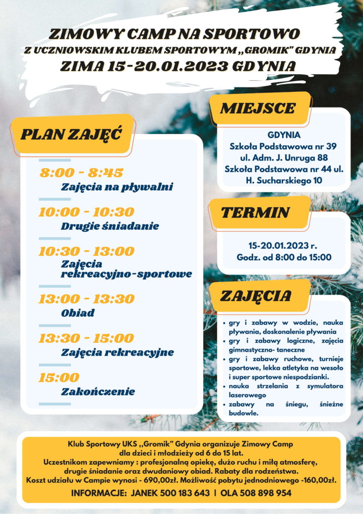 Plakat 2023 obóz 16-20.01.2023 Gdynia